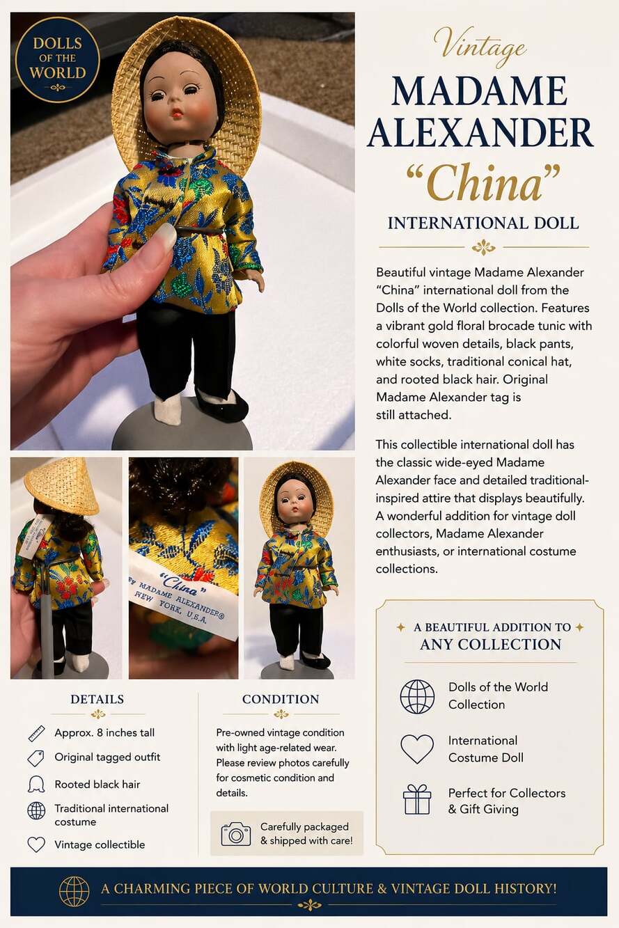 Vintage Madame Alexander Dolls of the World China International Doll 8 Inch